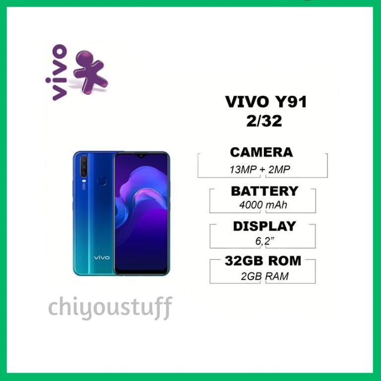 VIVO Y91 2/32 2GB RAM 3GB ROM BLUE GARANSI RESMI