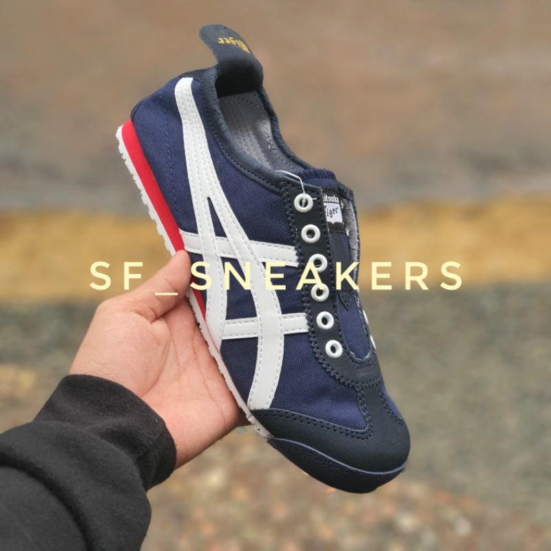 Sepatu Sneakers Slip On Mules Tanpa Tali Navy Pria Wanita Grade ORIGINAL High Quality Best Seller