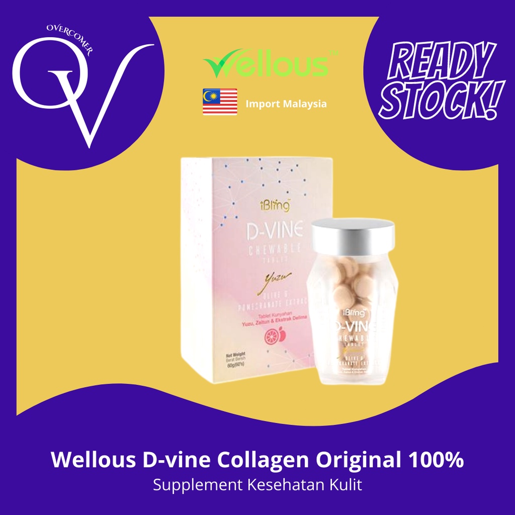 Wellous D-vine Divine Dvine Collagen Whitening Skin Import Malaysia 60 Tablets/box Original 100%