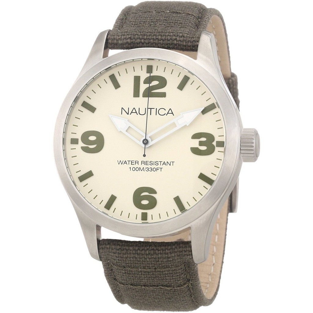 NAUTICA BFD 102 CLASSIC ANALOG BROWN CANVASS BAND MEN'S WATCH N11557G