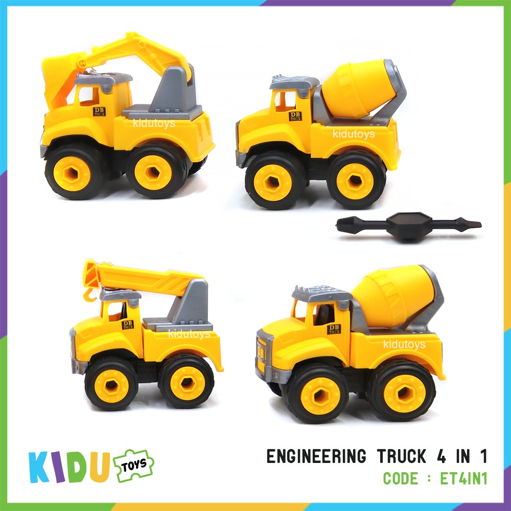 Mainan Anak Engineering Truck 4 IN 1 Kidu Toys