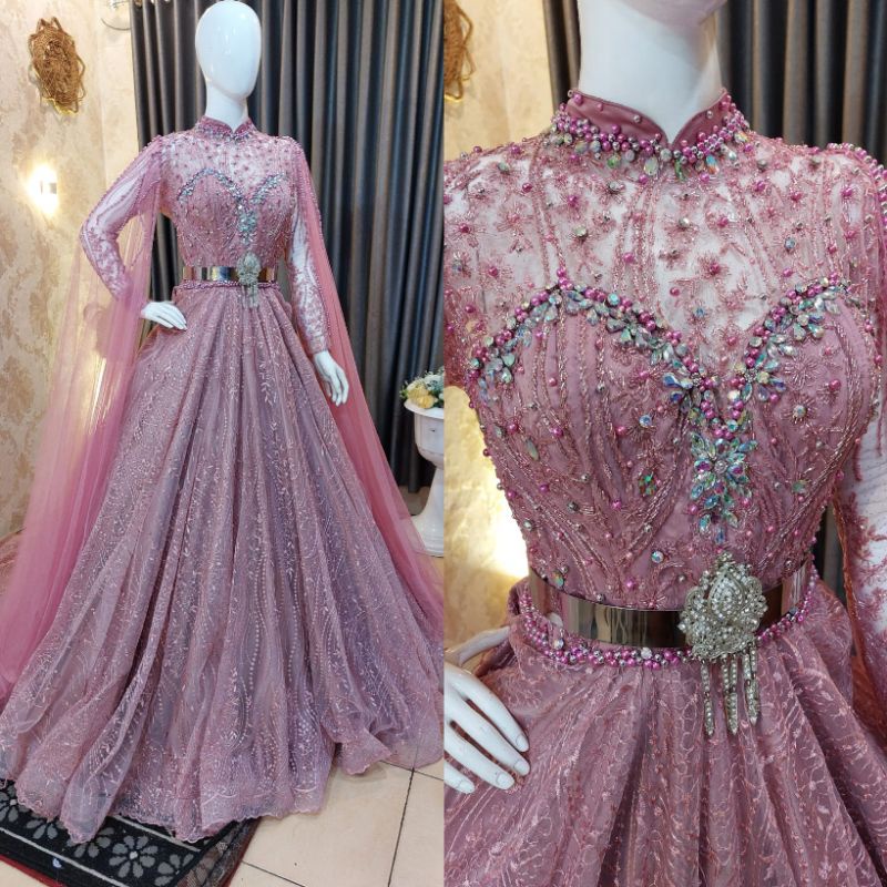 TERBARU GOWN WEDDING 2 IN 1//GAUN BELIMBING HARNET MEWAH BEREKOR//GAUN SLIM PREMIUM