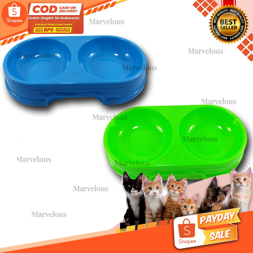 Tempat Makan Kucing Double Plate Anti Slip Besar / Aksesoris Kucing