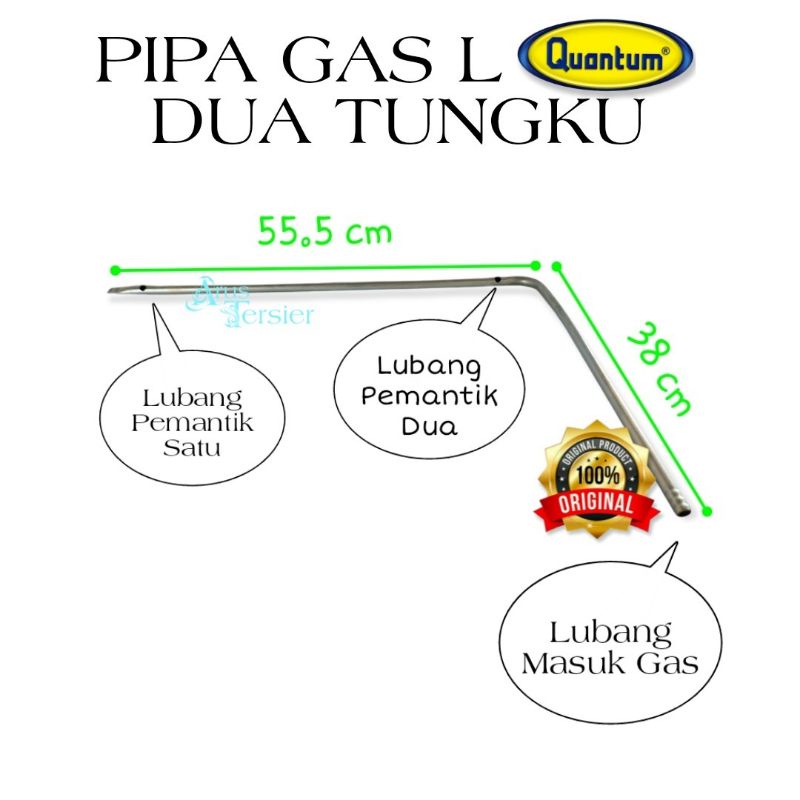 Pipa L Besi Krom Ori Semua Kompor Gas Quantum 2 / Dua Tungku Original