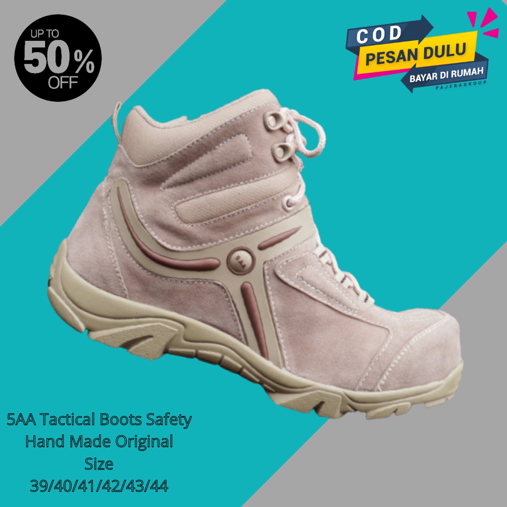 Sepatu Safety Pria Kerja Boots Outdoor 5AA 6inci Cream Pdl Touring Hiking Septi Boot Sol Delta -COD