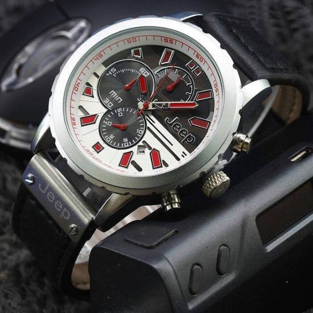 JAM TANGAN PRIA JEEP JP9018 SILVER WATER RESIST SUPER PREMIUM