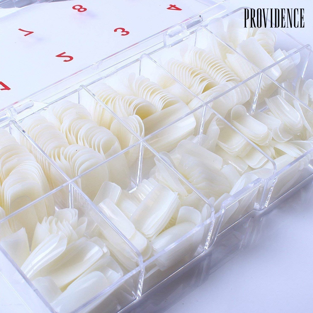 Providence 500Pcs/Set Full Cover Acrylic False Nail Tips Faux Fingernails Manicure DIY Tool