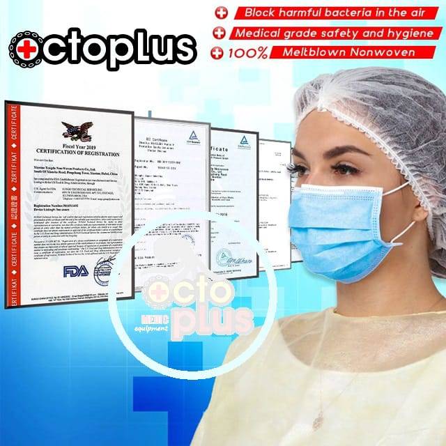 Masker 3ply surgical disposable mask OCTOPLUS isi 50 pcs