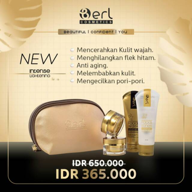 B ERL NEW LUXURY with POUCH INTENSE LIGHTENING SERIES (SKINCARE WAJAH AMAN, HALAL BPOM DAN ORI )