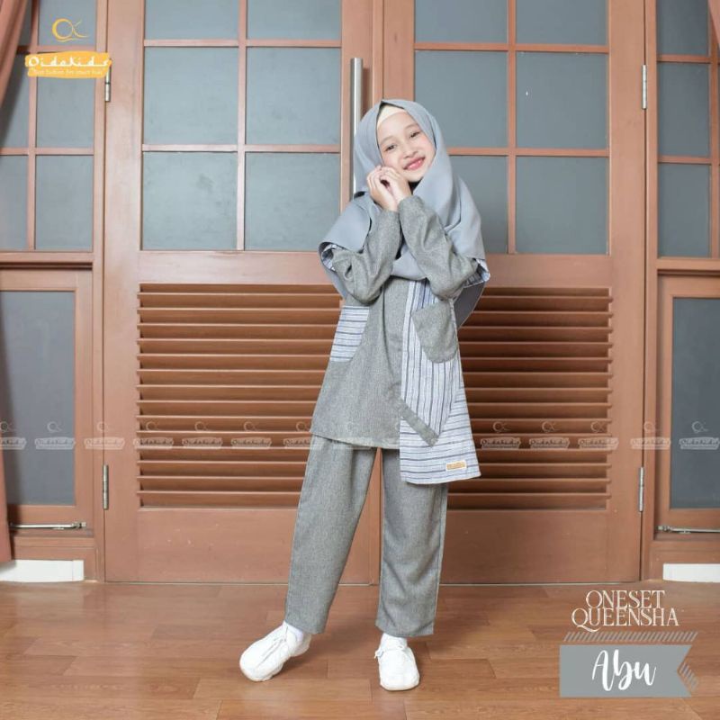 One set tunik queensha oidokids/baju muslim anak perempuan