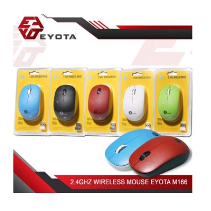 Mouse eyota wireless 2.4ghz usb optical 1000dpi for pc laptop office gaming m-166 m166