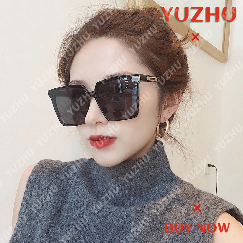 (YUZHU) Bayar di Tempat Kacamata Hitam Korean Gaya Wanita Square Frame Kacamata Mata Kucing Wanita UV Protection