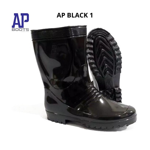 AP BOOTS HITAM 1 - AP BLACK I 25-28 -AP BLACK 1 - SEPATU BOOT PENDEK KARET - SEPATU BOOT KARET PENDEK HITAM - FANZ STORE