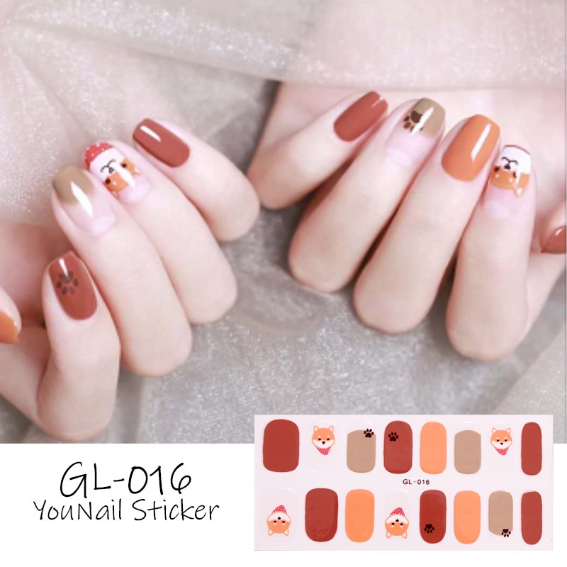 16pcs / Stiker Kuku Motif / Stiker Kuku Murah / Nail Art Stiker / Nail Art &amp; Sticker GL Series Premium