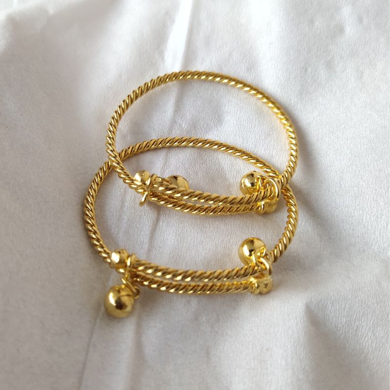 Gelang kroncong baby/anak perak 99 silver/sepuh mas 24k