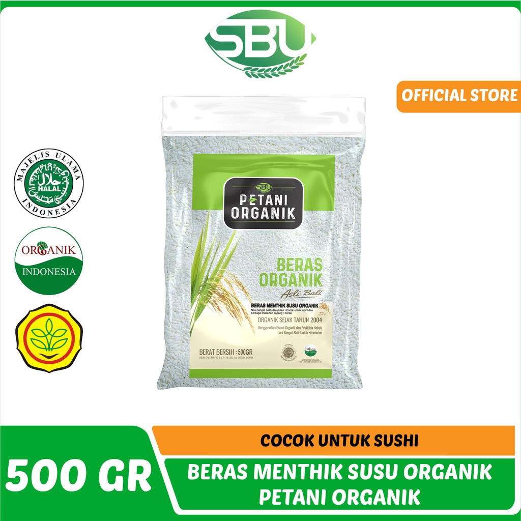 

Beras Menthik Susu Petani Organik 500gr / Cocok Untuk Sushi dan Makanan Jepang