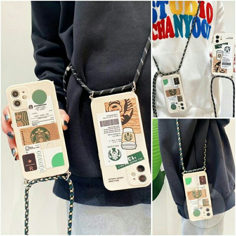 STARBUCKS soft case  bahan TPU dengan Tali Lanyard Untuk oppo Reno 5 ,Reno 5f