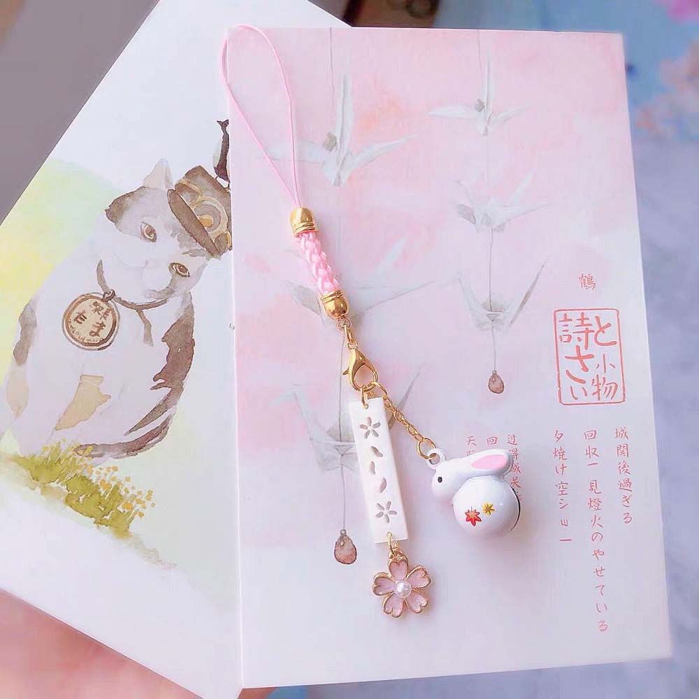 QUINTON Cute Lanyard Keychain Couple Gift Key Ring Keys Holder Rabbit Bunny Mobile Phone Straps Bag Pendant Tradition Cat Good Luck Phone Pendant