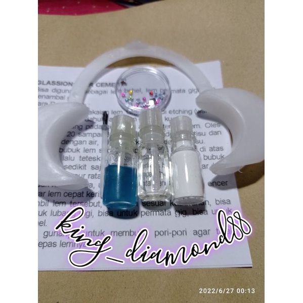 Paket lem+permata gg 20biji+penyangga. Permata gigi. Diamond gigi