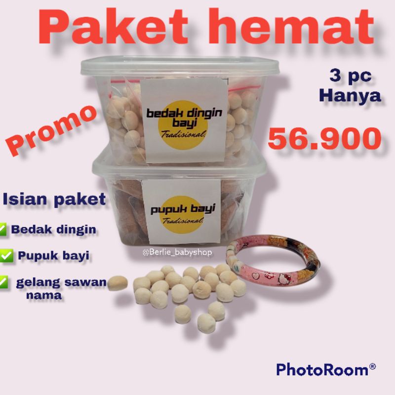 paket hemat perlengkapan bayi/paket ekonomis/pupuk bayi/bedak dingin/gelang sawan nama