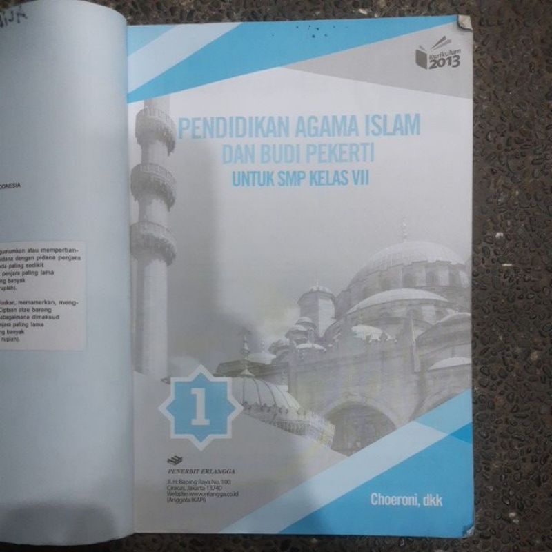 buku Pai.Pendidikan Agama Islam dan Budi Pekerti smp kls 7.8.9 revisi kurikulum 13.Erlangga-Pai 7 tanpa cover