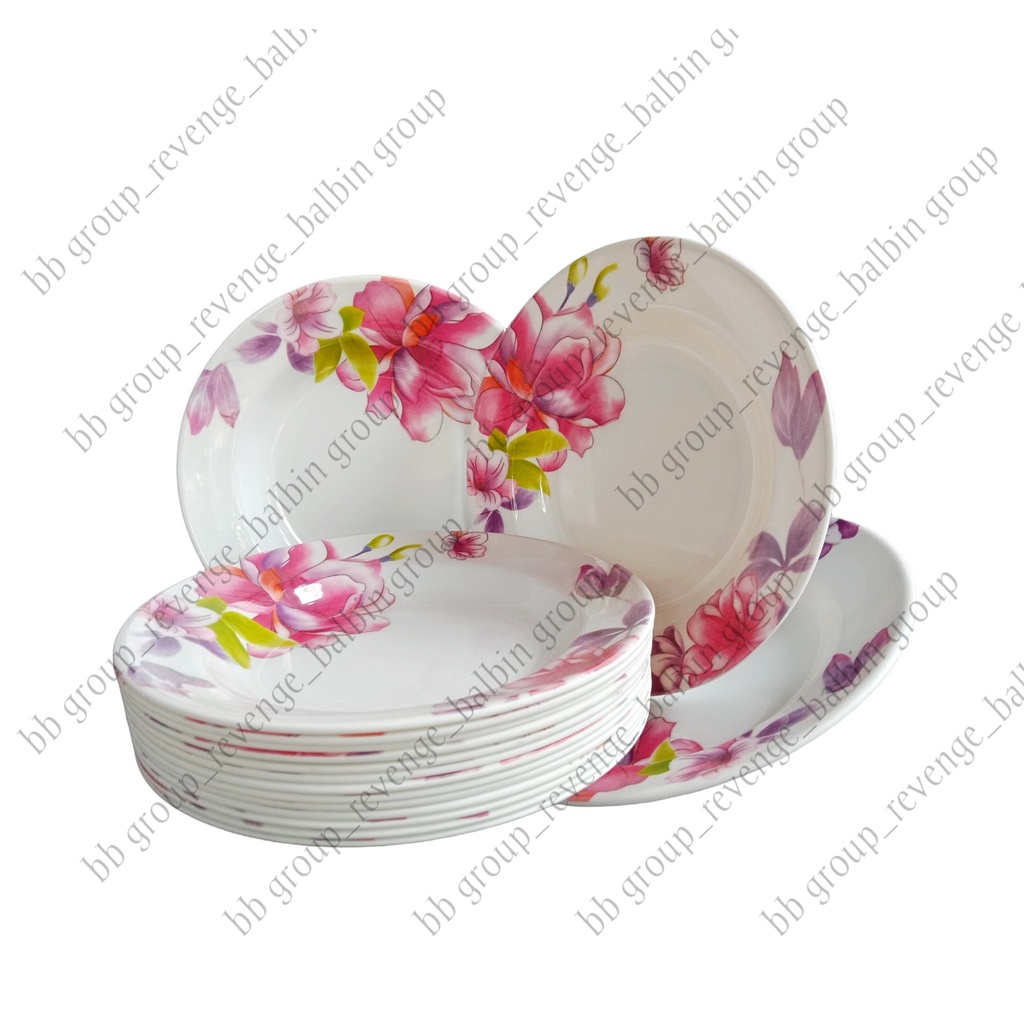 piring melamin 9.inc - piring makan melamine tebal - piring melamin motif rose - piring nasi - piring cekung - piring bulat - piring melamine berkualitas sni