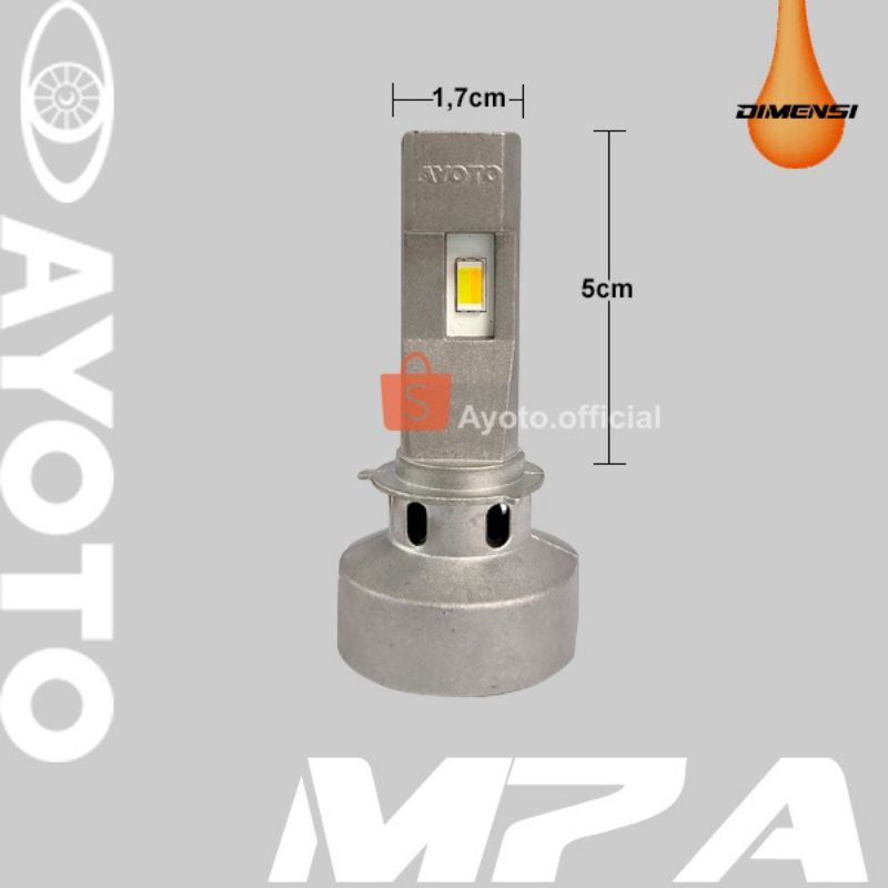 LAMPU LED DEPAN AYOTO M7A H6 CAHAYA 2 WARNA PUTIH KUNING PLUS LAMPU SERI BISA BIRU BISA MERAH pedingin kipas AC DC BEBEK MATIC