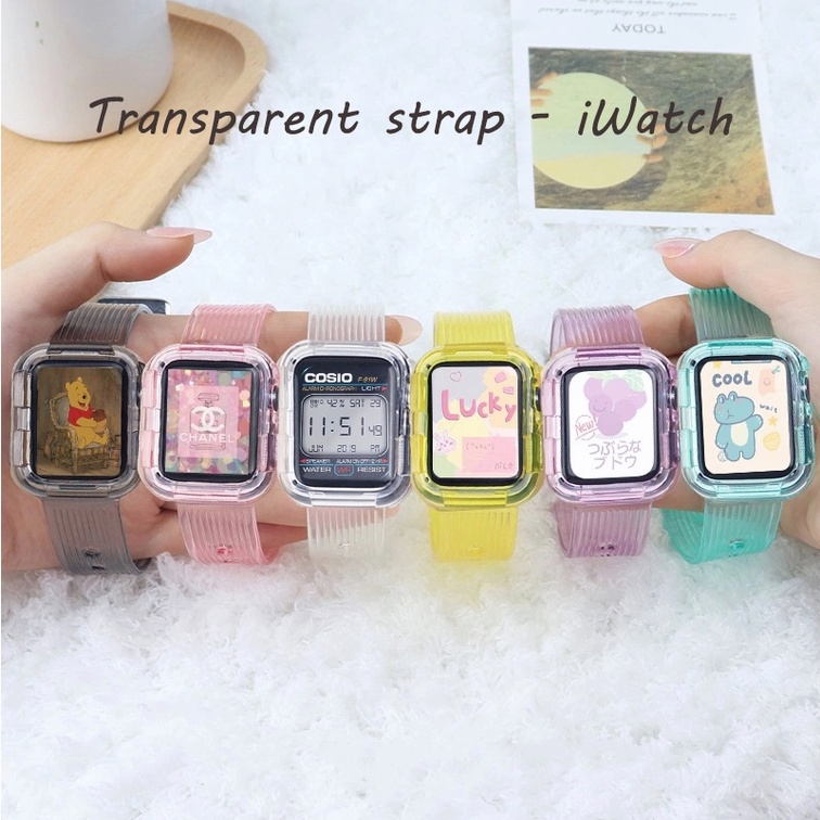 Tali✅Transparent Strap Watch Transparent Strap For Apple Watch T55 T500 HW12 HW16 HW22 Series 7 6 5 4 3 2 1 SE