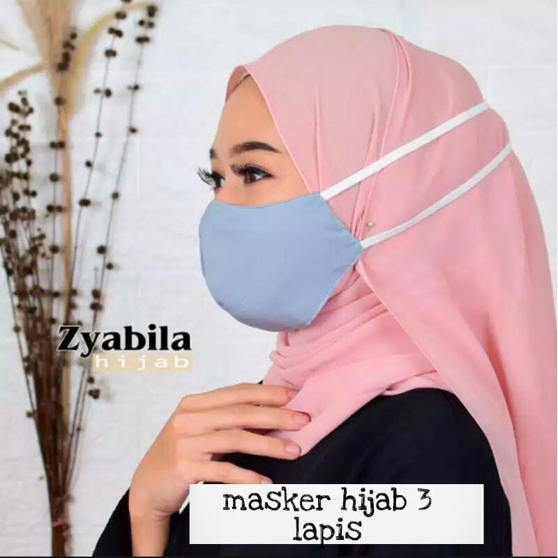 masker hijab premium 3 lapis bahan katun premium