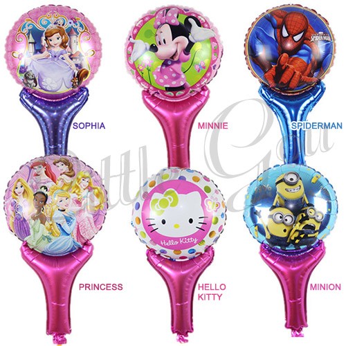 Balloon Foil Stick Princess Disney / Balon Foil Pentungan Minnie / Balon Foil Tongkat Paw Patrol