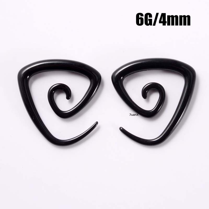 2pcs Anting Tindik Bentuk Spiral Bahan Akrilik Ringan Warna Hitam Untuk Unisex