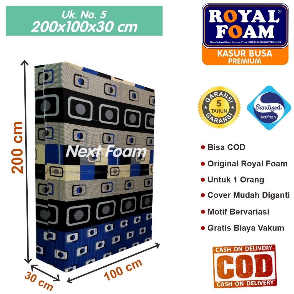 Kasur Busa Royal Foam Ukuran No 5 200x100x30 cm Tebal 30 cm D16 ORIGINAL Garansi 10 Tahun