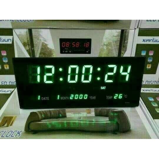 Jam Dinding Digital LED Meja LED Clock 3615 Hijau