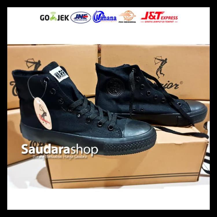 Sepatu Warrior All Black Hc / Sepatu Warior Hitam Tinggi
