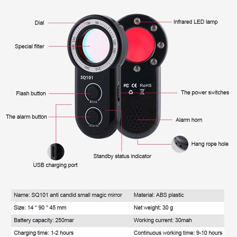 Kamera SQ101 Mata-mata Detektor Bug Pengaturan Penuh Kamera Tersembunyi Pena Kamera Mini Kamera Mata-mata RF GPS GSM Pelacak Hal-hal Mata-mata Pencari