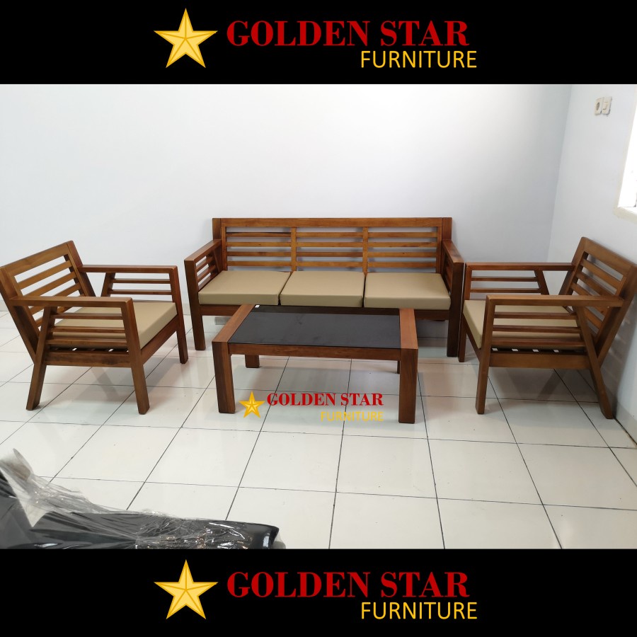 Kursi Tamu sofa 311 Kayu Minimalis + meja Siantano
