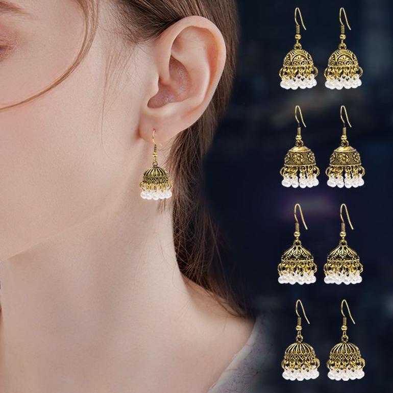 Anting Dubai / anting India / Jhumka / anting mutiara/ aksesoris india/anting anak perhiasan india •
