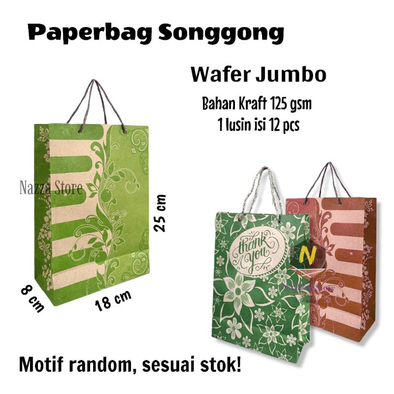 

Paperbag Songgong Wafer Jumbo 18x8x25 cm isi 12 pcs