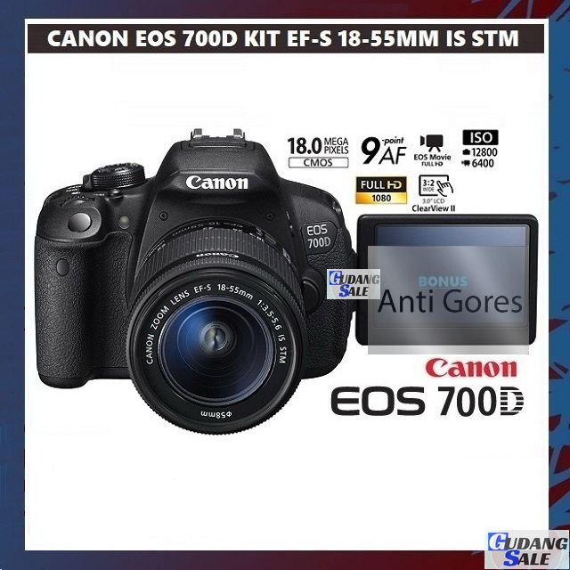[NEW] KAMERA CANON EOS 700D + LENSA KIT 18-55MM IS STM - GARANSI 1 TAHUN - CAMERA DSLR 600D M100 M10-1