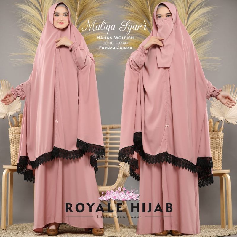 Gamis Syari Set Khimar Gamis Cadar Gamis Syari Jumbo Busui Bahan Wolfis ||French Khimar Ori Royale