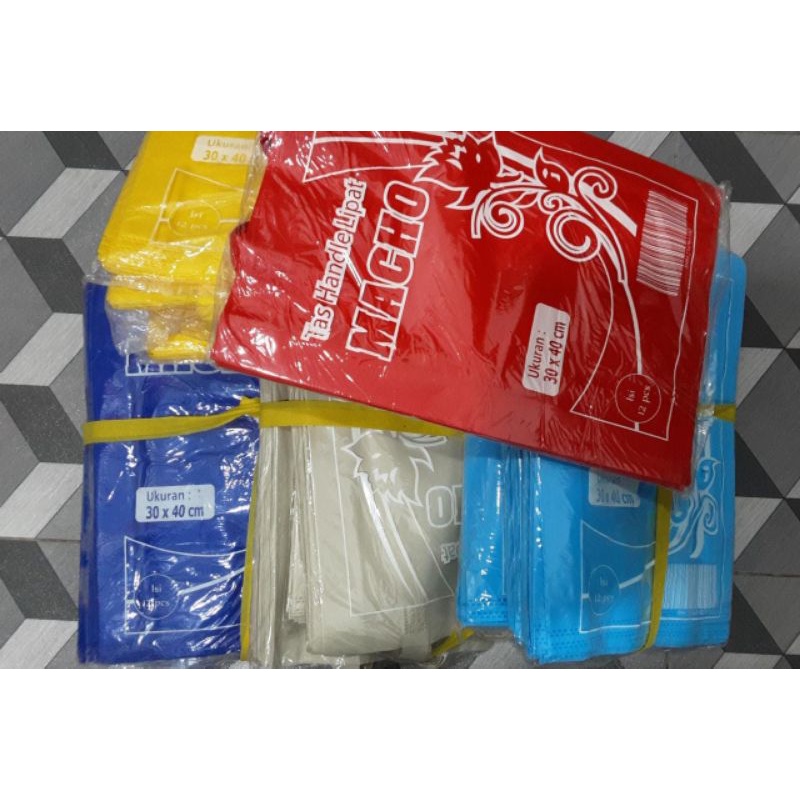 

1 LUSIN TAS HANDLE LIPAT (GOODIE BAG 30 X 40 CM) ISI 12 PCS