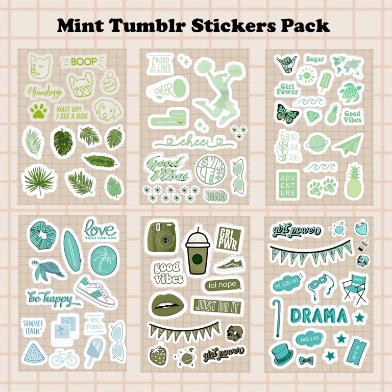 

Mint Tumblr Stickers Pack stiker tumblr mint sage green stiker jurnal stiker