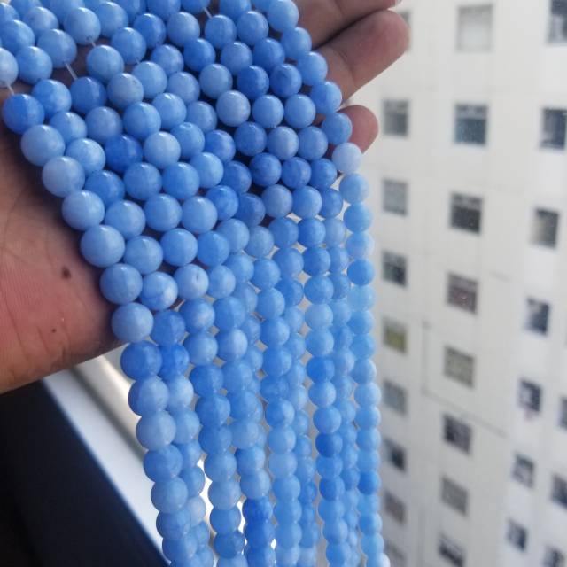 Grosir Batu giok salju 8mm bahan gelang Kuarsa Alami