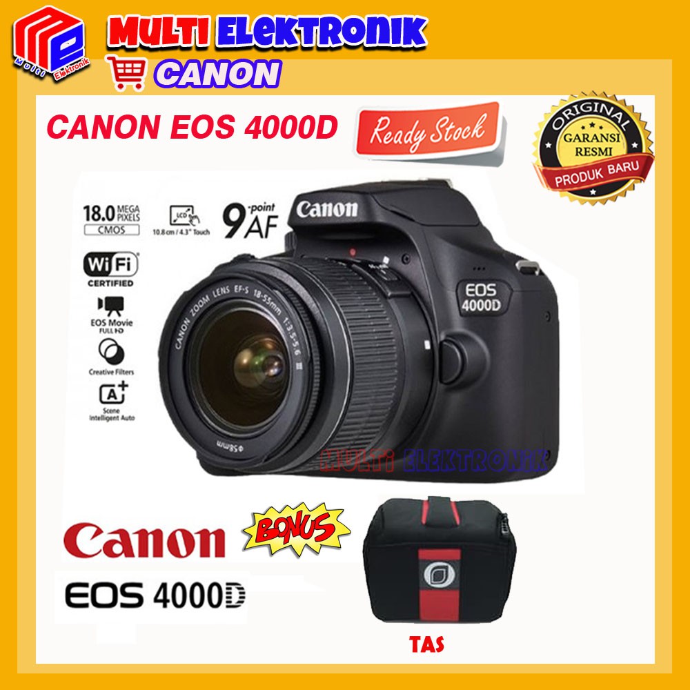 Canon EOS 4000D DSLR BONUS TAS | Shopee Indonesia