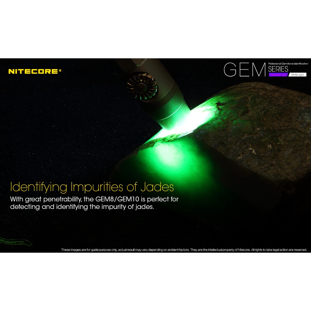 Nitecore GEM8 Senter Indentifikasi Batu Mulia Gemstone XP-L HI V3 500 Lumens - Silver