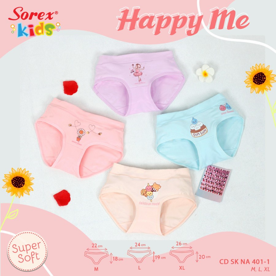 [12pcs] cd celana dalam segitiga anak cewek sorex kids girl uk M L XL supersoft grosir