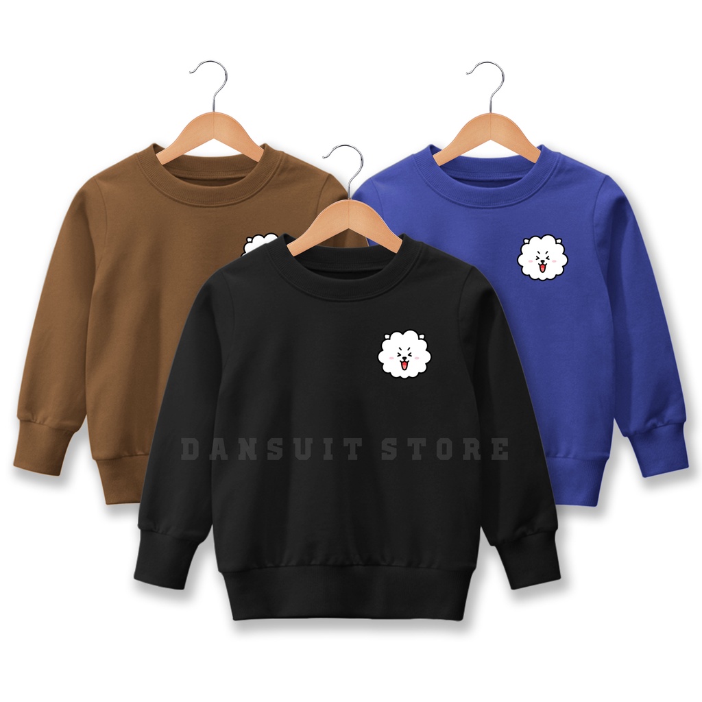 Sweater Anak Laki-laki/Perempuan Sweater Crewneck BT21 Anak Usia 4-13 Tahun