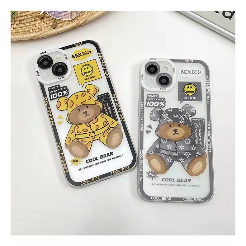 Soft Case Silikon Tpu Motif Kartun Beruang Untuk iPhone 13 13pro 13prm 11 7Plus 8Plus Xr XS 13 12pro Max