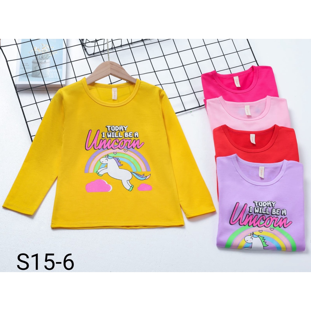 kaos anak perempuan import 6th_10thn atasan cewek lengan panjang