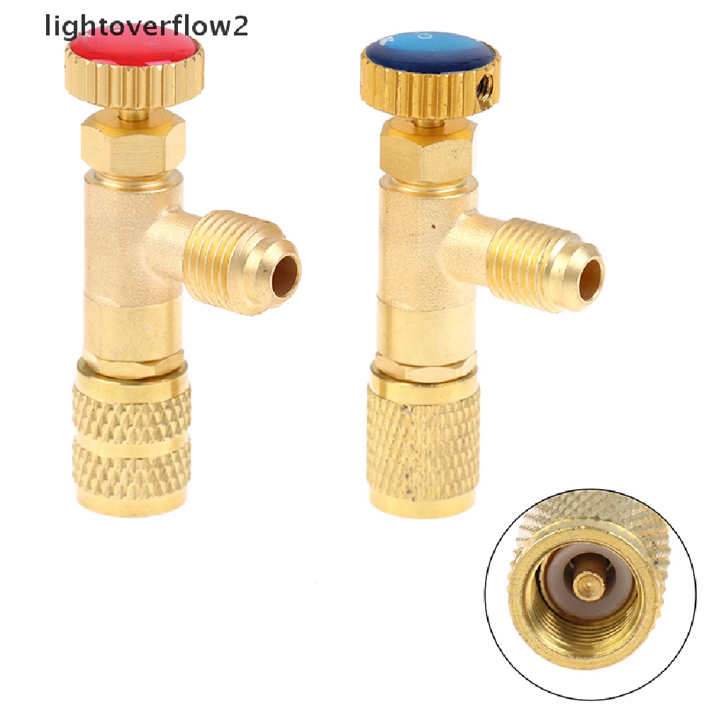 (lightoverflow2) Adapter Katup Pengaman Ac R410A R22 1 / 4 &quot;5 / 16&quot;